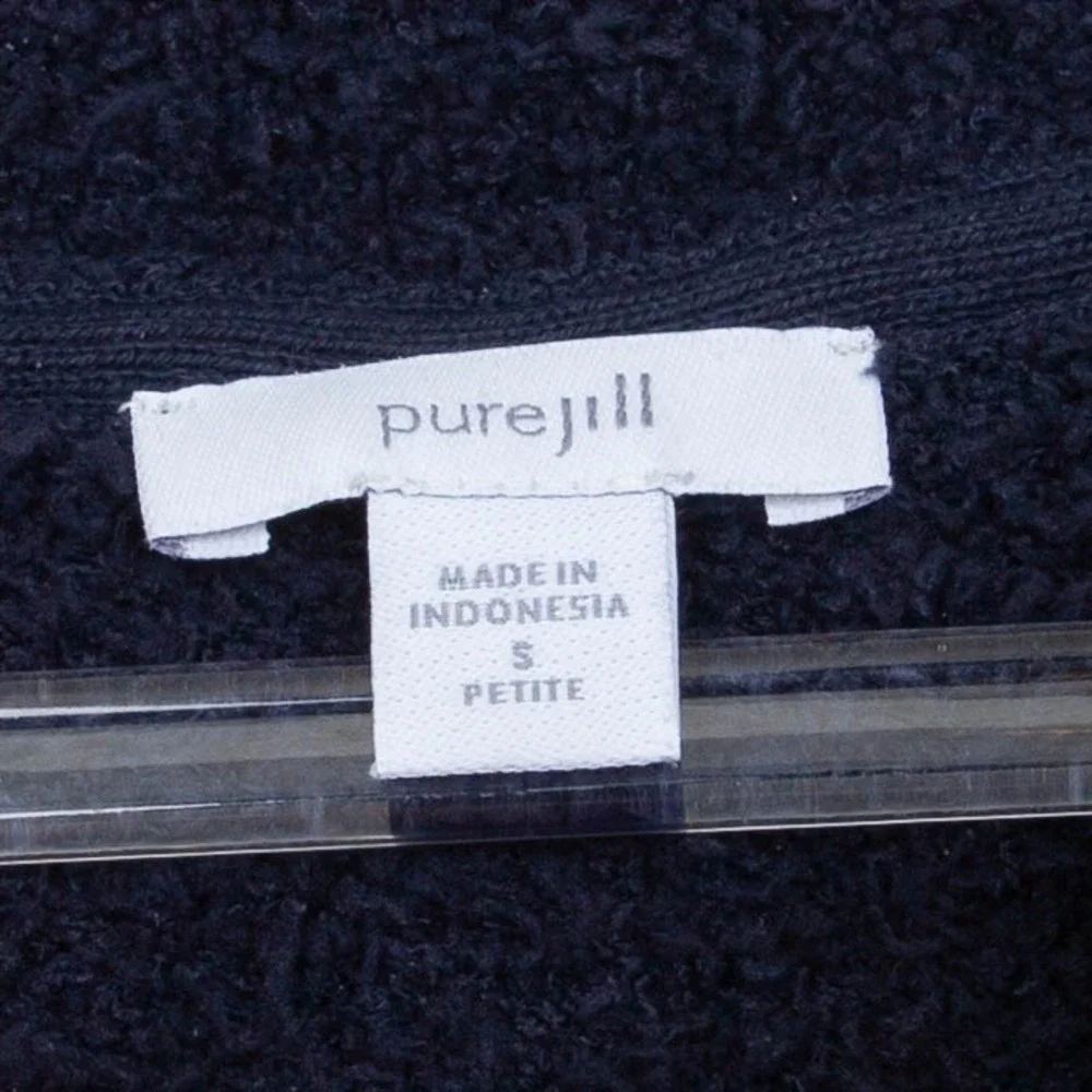 Pure Jill Navy Blue‎ Soft Cozy Cowl Neck Pullover Sweater S Petite Fuzzy Winter